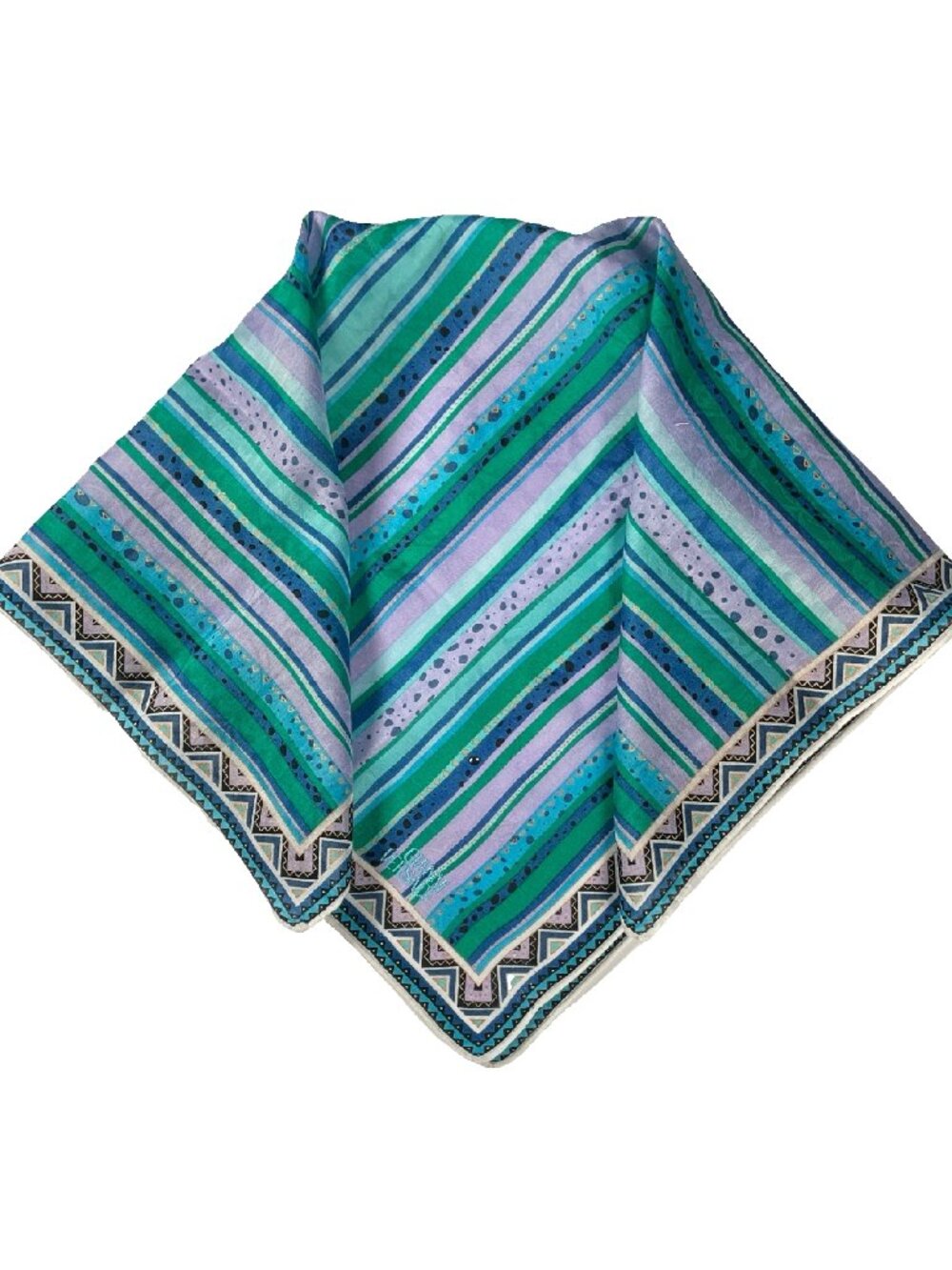 Vintage Versace Embroidered Logo Cotton Handkerchief Scarf Geometric Stripe